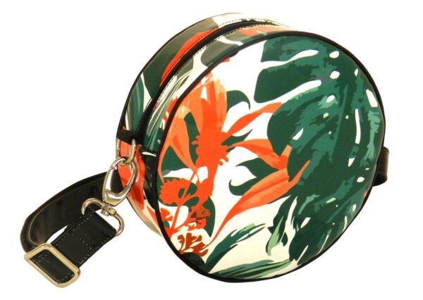 HANDLE OR SHOULDER CLUTCH BAG FLORAL FANTASY. GIRO' MODEL MADE OF LORRY TARPAULIN. - Paul Meccanico