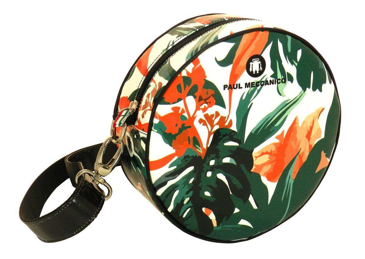 HANDLE OR SHOULDER CLUTCH BAG FLORAL FANTASY. GIRO' MODEL MADE OF LORRY TARPAULIN. - Paul Meccanico