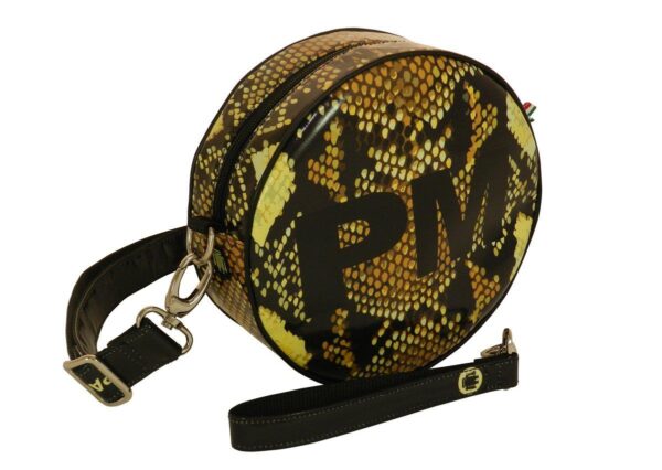 HANDLE OR SHOULDER CLUTCH BAG SNAKE DECORATION. GIRO' MODEL MADE OF LORRY TARPAULIN. - Paul Meccanico