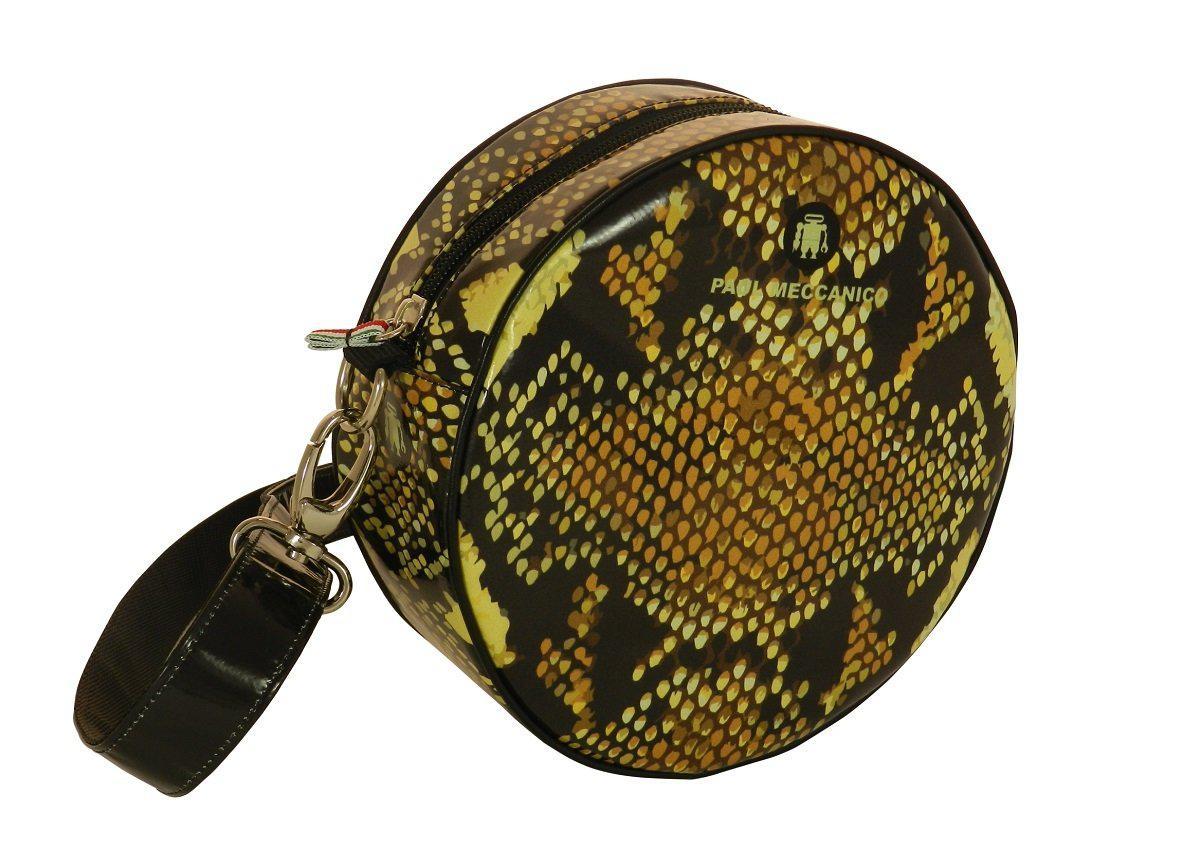 HANDLE OR SHOULDER CLUTCH BAG SNAKE DECORATION. GIRO' MODEL MADE OF LORRY TARPAULIN. - Paul Meccanico