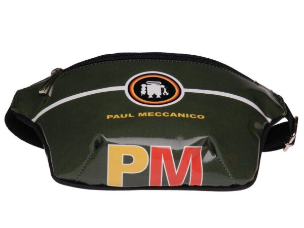 HIP BAG DARK GREEN AND BLACK COLOURS MADE OF LORRY TARPAULIN FLEX MODEL. - Limited Edition Paul Meccanico