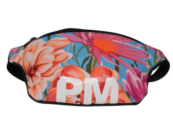 WAIST BAG WITH FLORAL FANTASY. MODEL FLEX MADE OF LORRY TARPAULIN. - Limited Edition Paul Meccanico