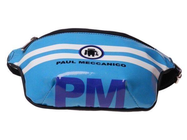 WAIST BAG LIGHT BLUE, WHITE AND BLACK. MODEL FLEX MADE OF LORRY TARPAULIN. - Limited Edition Paul Meccanico