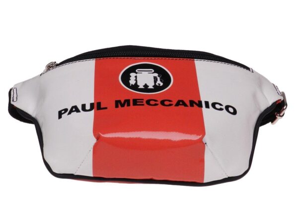 HIP BAG RED, WHITE AND BLACK COLOURS MADE OF LORRY TARPAULIN FLEX MODEL. - Limited Edition Paul Meccanico