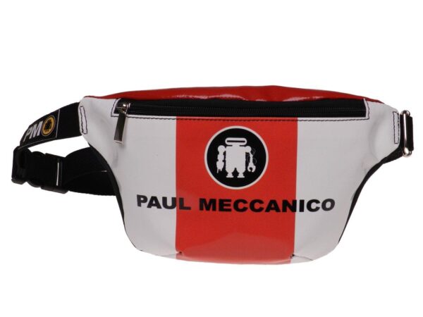 HIP BAG RED, WHITE AND BLACK COLOURS MADE OF LORRY TARPAULIN FLEX MODEL. - Limited Edition Paul Meccanico