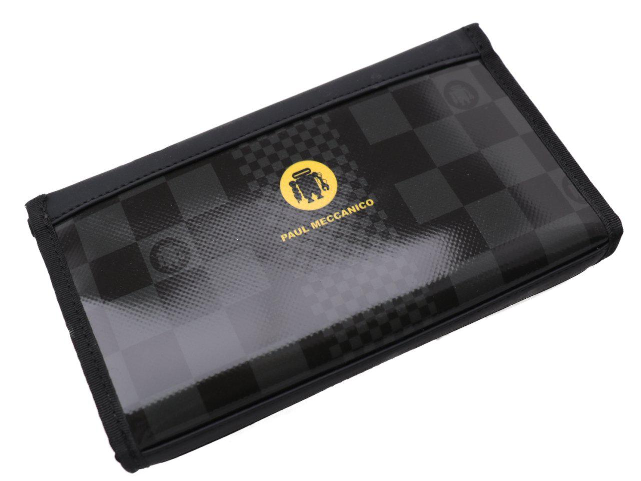 LARGE WOMEN'S WALLET BLACK AND GREY COLOURS WITH CHESS PATTERN. PIT MODEL MADE OF LORRY TARPAULIN. - Limited Edition Paul Meccanico