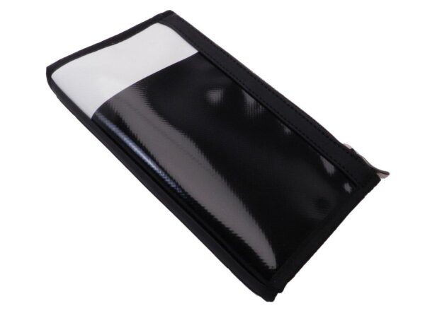 LARGE WOMEN'S WALLET BLACK AND WHITE COLOURS WITH PAUL MECCANICO LOGO. PIT MODEL MADE OF LORRY TARPAULIN. - Paul Meccanico
