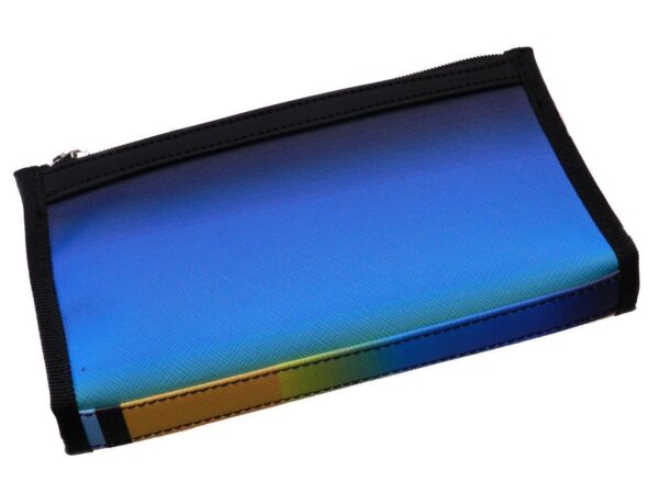 LARGE WOMEN'S WALLET BLUE, LIGHT BLUE AND YELLOW COLOURS SHADED EFFECT. PIT MODEL MADE OF HAMMERED SYNTHETIC LEATHER. - Paul Meccanico