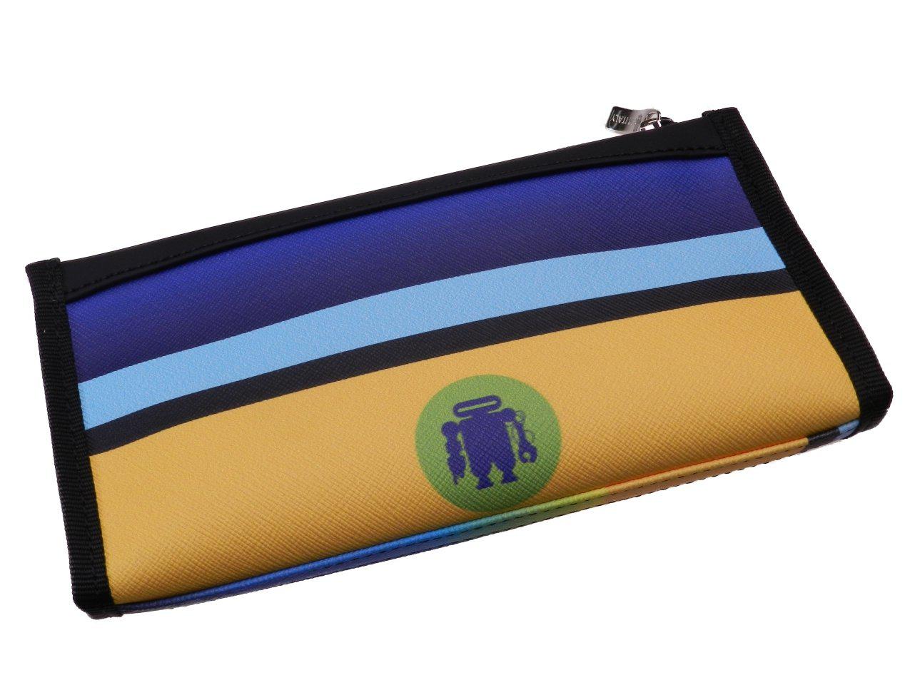 LARGE WOMEN'S WALLET BLUE, LIGHT BLUE AND YELLOW COLOURS SHADED EFFECT. PIT MODEL MADE OF HAMMERED SYNTHETIC LEATHER. - Paul Meccanico