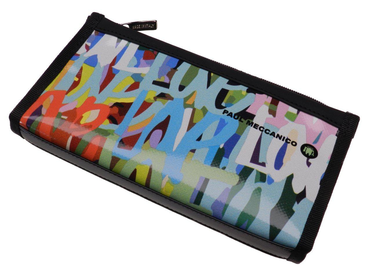 LARGE WOMEN'S WALLET MULTICOLOR MURALES FANTASY. PIT MODEL MADE OF LORRY TARPAULIN. - Paul Meccanico