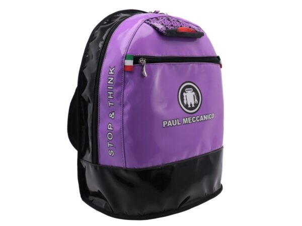 LILAC AND BLACK BACKPACK PAUL MECCANICO. MODEL SUPER MADE OF LORRY TARPAULIN. - Limited Edition Paul Meccanico