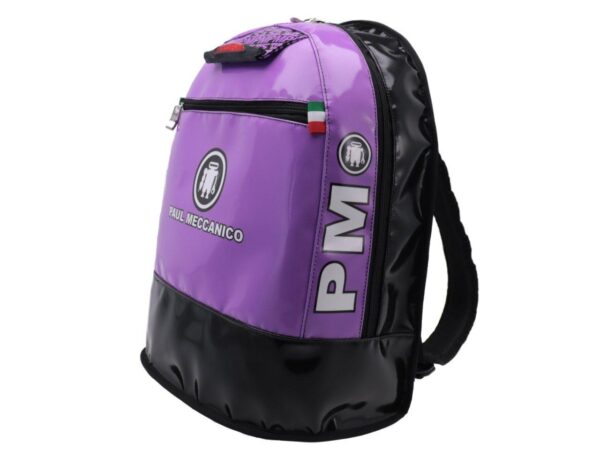 LILAC AND BLACK BACKPACK PAUL MECCANICO. MODEL SUPER MADE OF LORRY TARPAULIN. - Limited Edition Paul Meccanico