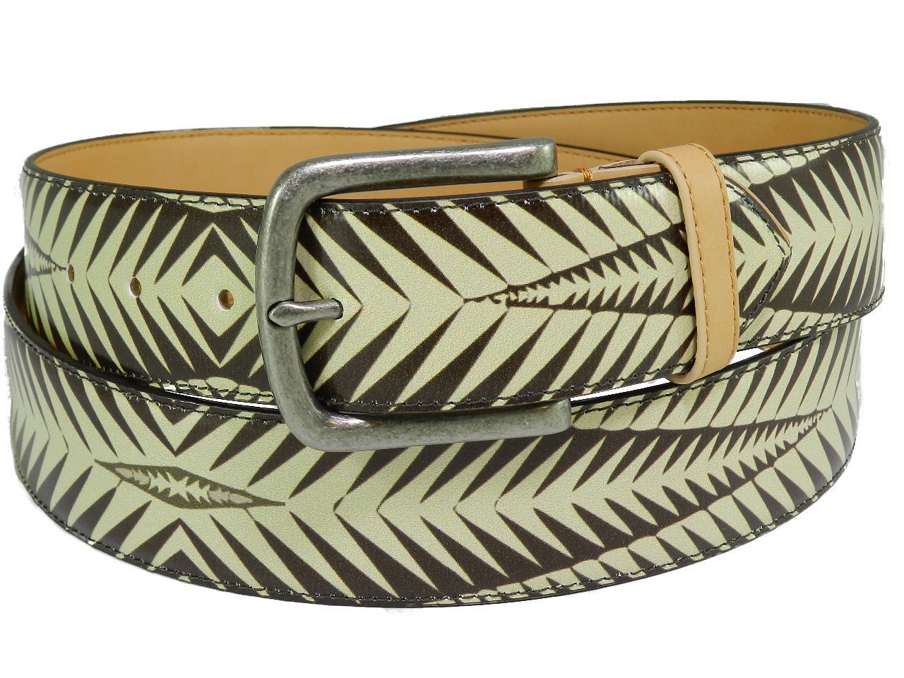 MAN' BELT PAUL MECCANICO. BROWN AND BEIGE WITH ETHNIC FANTASY. - Paul Meccanico