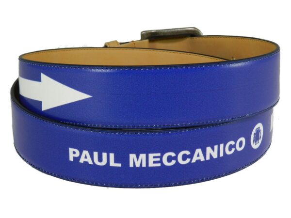 MAN BELT PAUL MECCANICO. ROYAL COLOR WITH ROAD SIGNS FANTASY. - Paul Meccanico