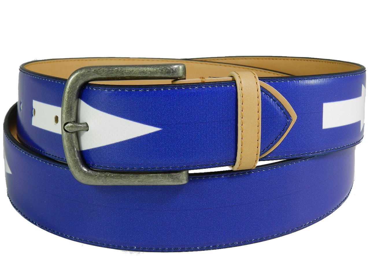 MAN BELT PAUL MECCANICO. ROYAL COLOR WITH ROAD SIGNS FANTASY. - Paul Meccanico
