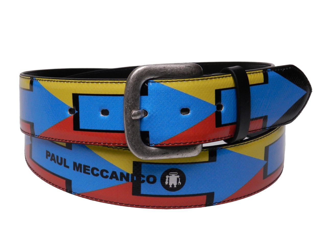 MAN' S BELT YELLOW, RED AND BLUE FANTASY WITH SIGNS FANTASY. - Paul Meccanico