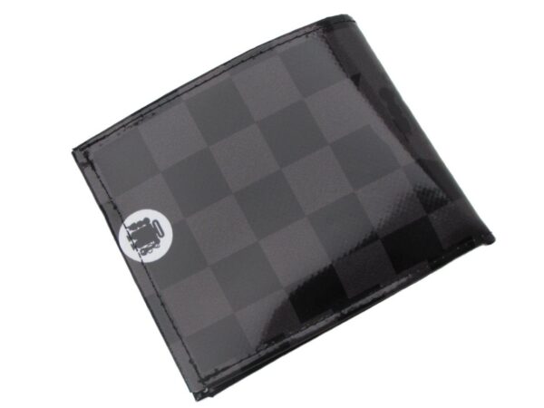 MAN WALLET BLACK AND GREY COLOUR CHESS PATTERN. CRIK MODEL MADE OF LORRY TARPAULIN. - Paul Meccanico