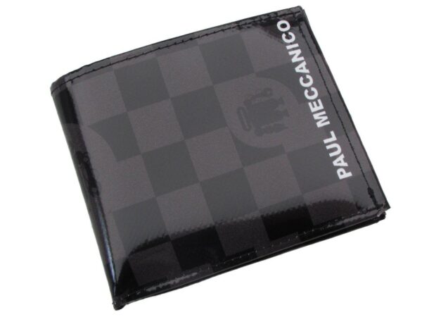 MAN WALLET BLACK AND GREY COLOUR CHESS PATTERN. CRIK MODEL MADE OF LORRY TARPAULIN. - Paul Meccanico