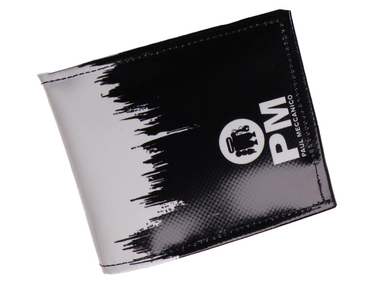 MAN WALLET BLACK AND WHITE COLOURS. CRIK MODEL MADE OF LORRY TARPAULIN. - Paul Meccanico