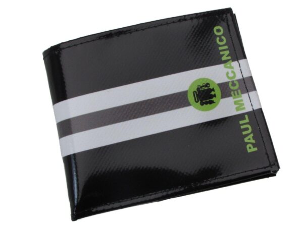 MAN WALLET BLACK AND WHITE COLOURS. CRIK MODEL MADE OF LORRY TARPAULIN. - Paul Meccanico
