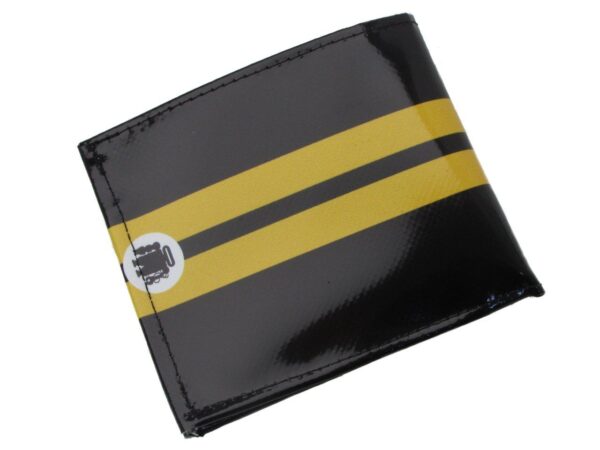 MAN WALLET BLACK AND YELLOW COLOURS. CRIK MODEL MADE OF LORRY TARPAULIN. - Paul Meccanico