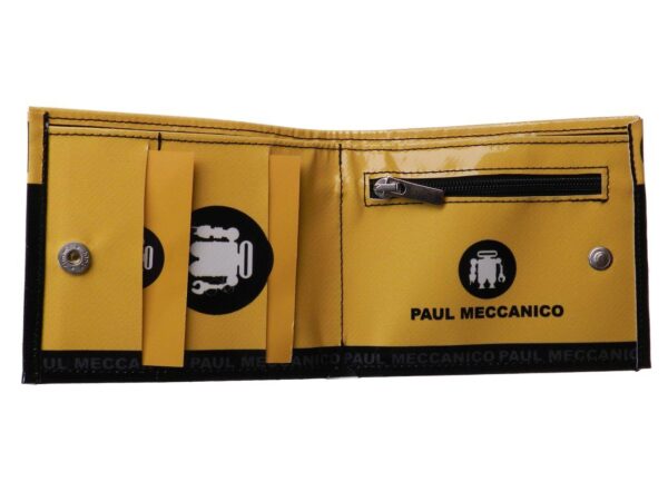 MAN WALLET BLACK AND YELLOW COLOURS. CRIK MODEL MADE OF LORRY TARPAULIN. - Paul Meccanico