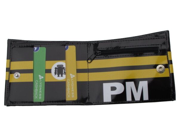 MAN WALLET BLACK AND YELLOW COLOURS. CRIK MODEL MADE OF LORRY TARPAULIN. - Paul Meccanico