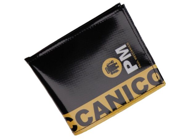 MAN WALLET BLACK AND YELLOW COLOURS. CRIK MODEL MADE OF LORRY TARPAULIN. - Paul Meccanico