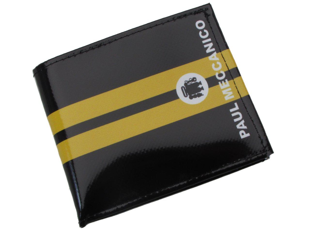 MAN WALLET BLACK AND YELLOW COLOURS. CRIK MODEL MADE OF LORRY TARPAULIN. - Paul Meccanico