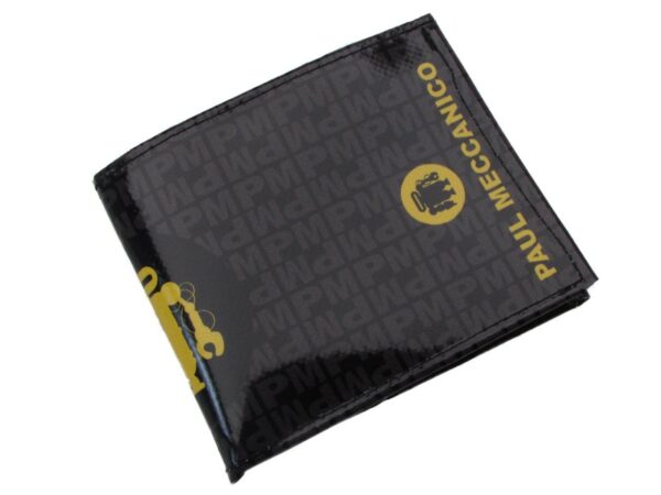 MAN WALLET BLACK, GREY AND YELLOW COLOURS LETTERING FANTASY. CRIK MODEL MADE OF LORRY TARPAULIN. - Paul Meccanico
