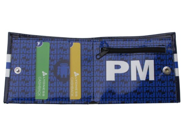 MAN WALLET BLUE AND WHITE COLOURS. CRIK MODEL MADE OF LORRY TARPAULIN. - Paul Meccanico