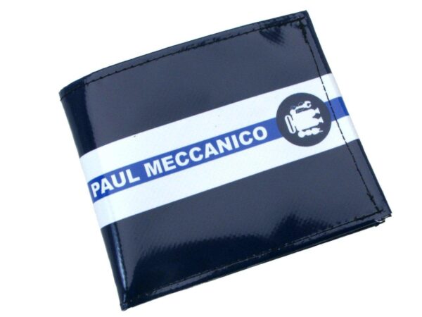 MAN WALLET BLUE AND WHITE COLOURS. CRIK MODEL MADE OF LORRY TARPAULIN. - Paul Meccanico