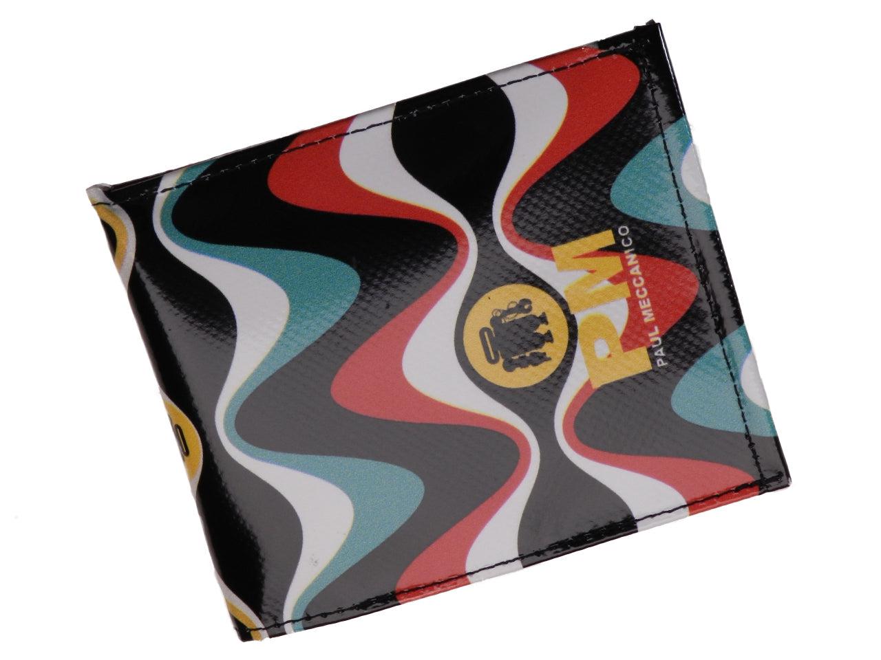 MAN WALLET MULTICOLOR OPTICAL FANTASY. CRIK MODEL MADE OF LORRY TARPAULIN. - Limited Edition Paul Meccanico