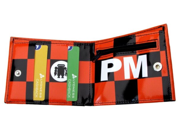 MAN WALLET ORANGE AND BLACK COLOURS. CRIK MODEL MADE OF LORRY TARPAULIN. - Limited Edition Paul Meccanico