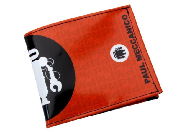 MAN WALLET ORANGE AND BLACK COLOURS. CRIK MODEL MADE OF LORRY TARPAULIN. - Limited Edition Paul Meccanico