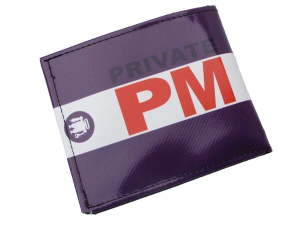 MAN WALLET VIOLET AND WHITE COLOURS. CRIK MODEL MADE OF LORRY TARPAULIN. - Paul Meccanico
