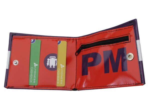 MAN WALLET VIOLET AND WHITE COLOURS. CRIK MODEL MADE OF LORRY TARPAULIN. - Paul Meccanico