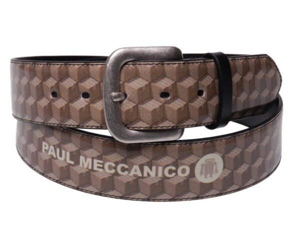 MAN'S BELT BEIGE COLOR GEOMETRIC 3D FANTASY MADE OF LORRY TARPAULIN. - Paul Meccanico
