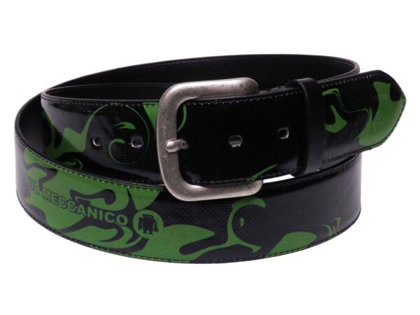 MAN'S BELT BLACK AND GREEN COLOURS ABSTRACT FANTASY MADE OF LORRY TARPAULIN. - Paul Meccanico