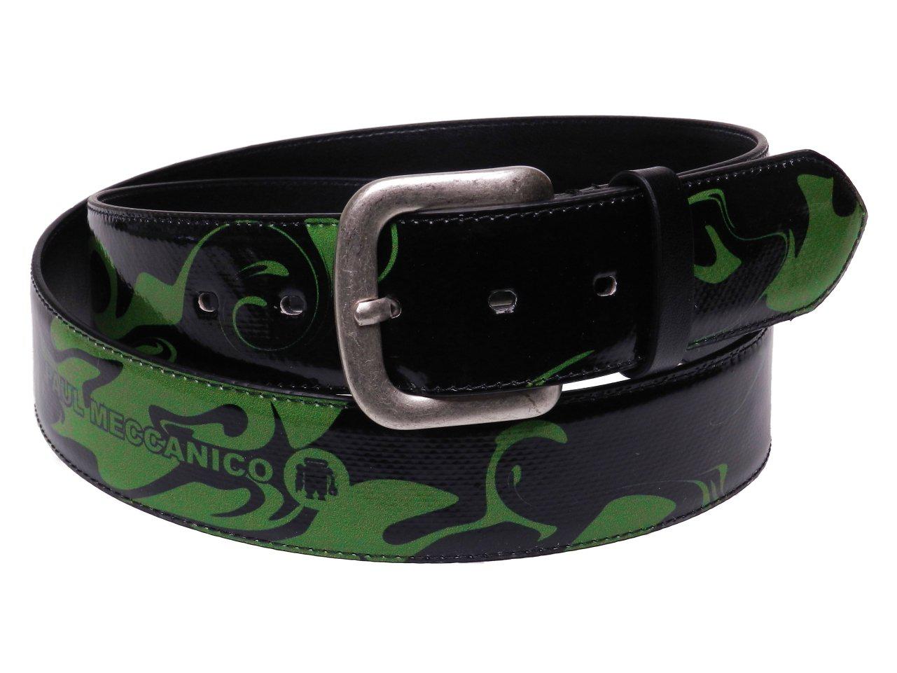 MAN'S BELT BLACK AND GREEN COLOURS ABSTRACT FANTASY MADE OF LORRY TARPAULIN. - Paul Meccanico