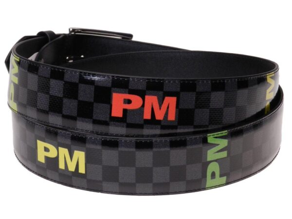 MAN'S BELT BLACK AND GREY COLOURS CHESS FANTASY MADE OF LORRY TARPAULIN. - Paul Meccanico