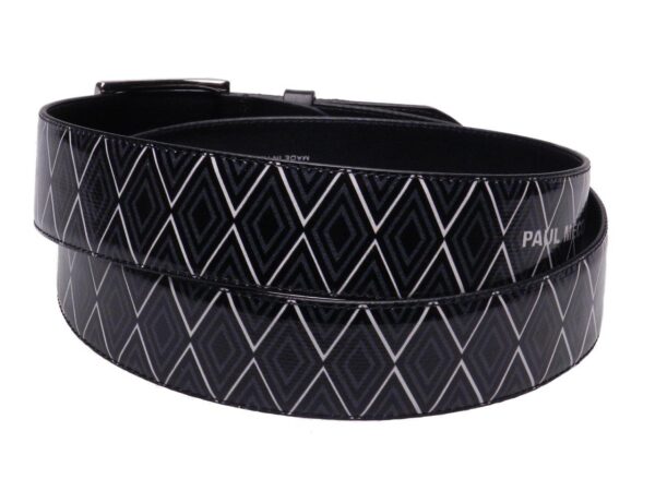 MAN'S BELT BLACK AND GREY COLOURS WITH GEOMETRICA FANTASY. - Paul Meccanico