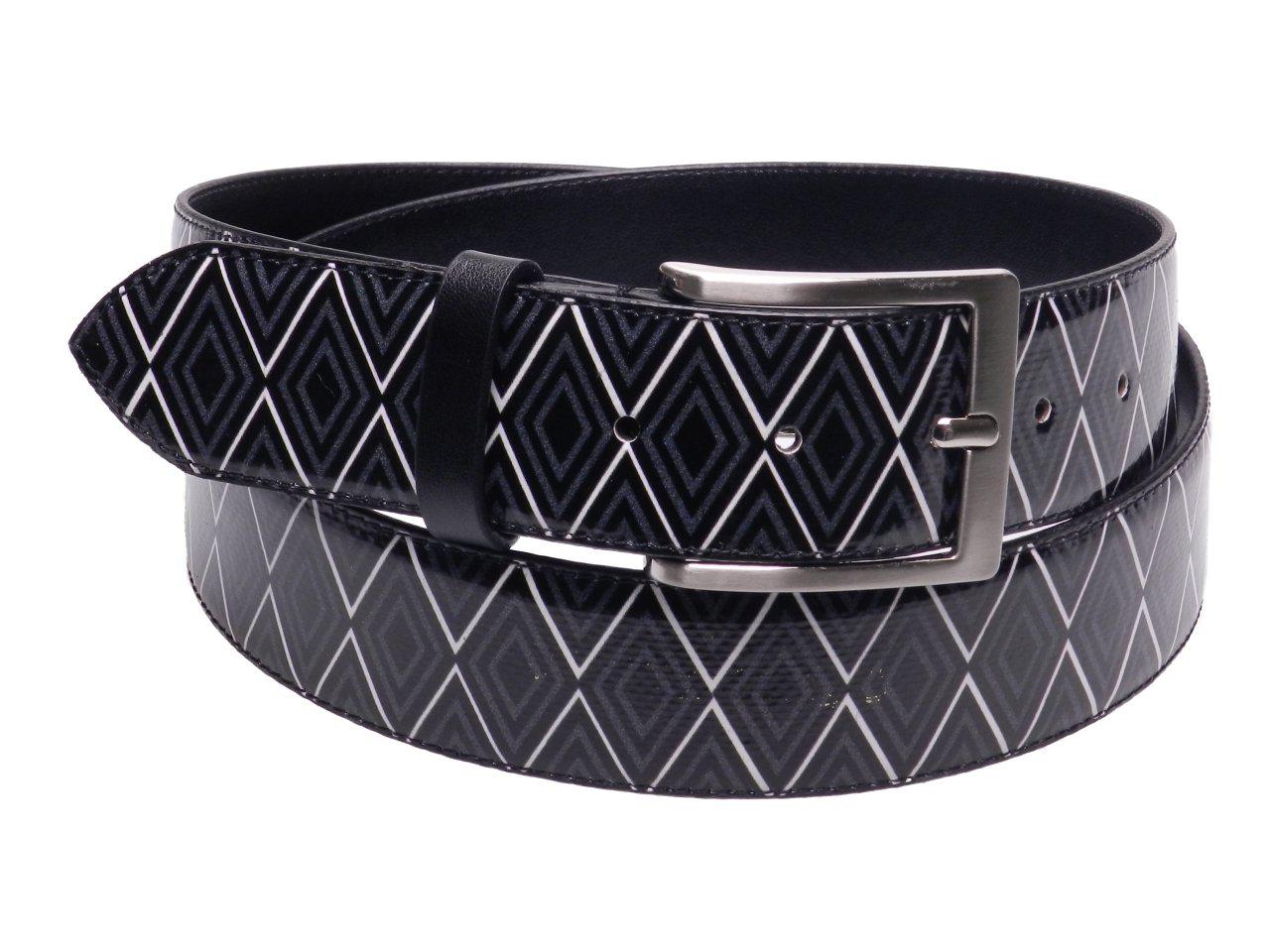 MAN'S BELT BLACK AND GREY COLOURS WITH GEOMETRICA FANTASY. - Paul Meccanico
