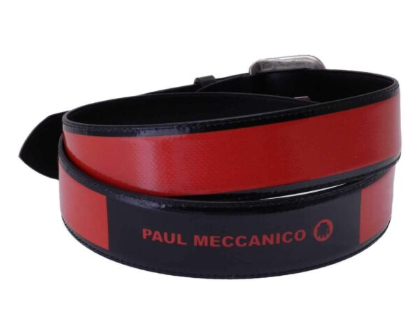 MAN'S BELT BLACK AND RED COLOURS MADE OF LORRY TARPAULIN. - Paul Meccanico