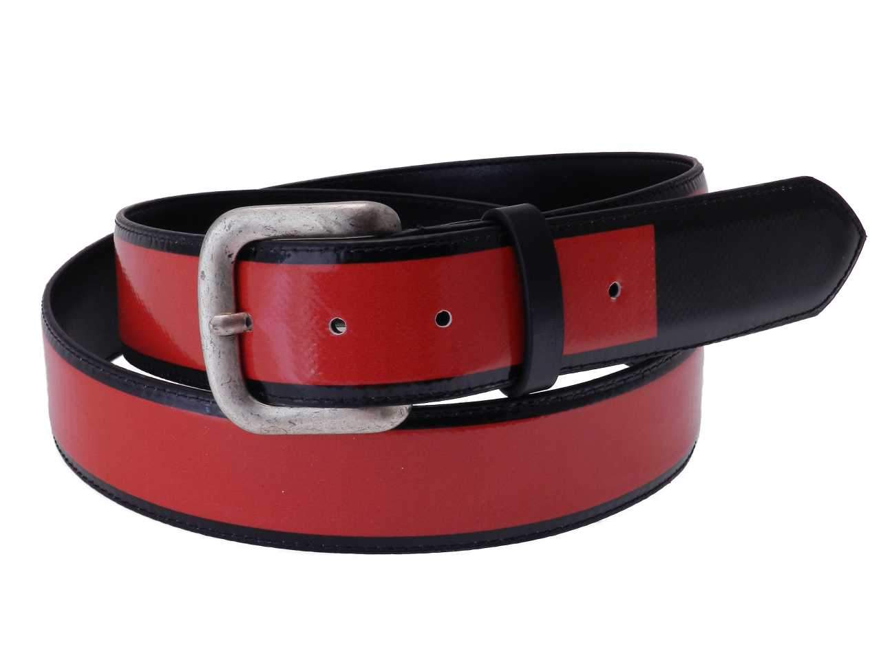 MAN'S BELT BLACK AND RED COLOURS MADE OF LORRY TARPAULIN. - Paul Meccanico