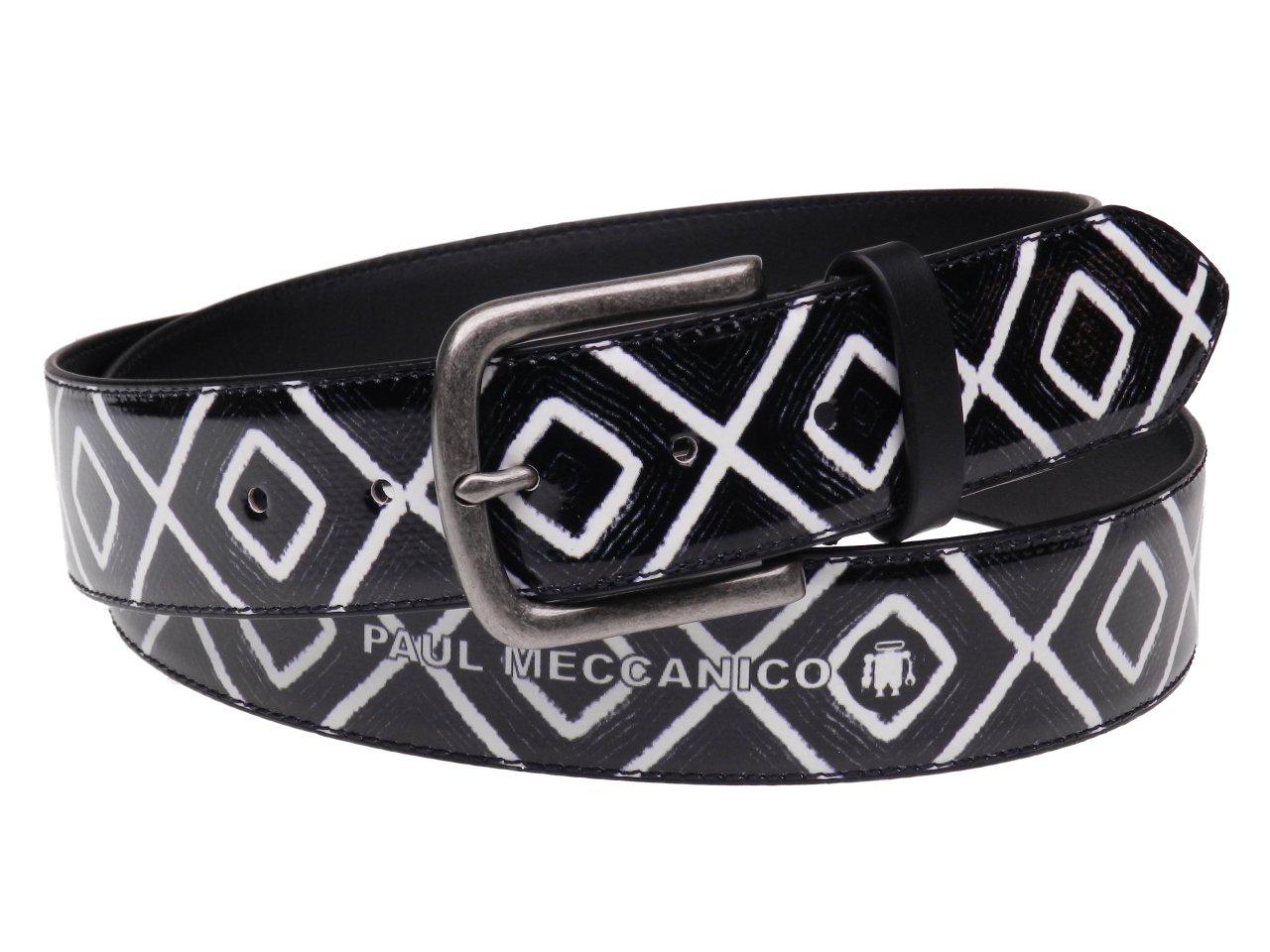 MAN'S BELT BLACK AND WHITE COLOURS GEOMETRIC FANTASY MADE OF LORRY TARPAULIN. - Paul Meccanico