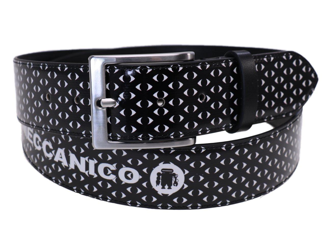 MAN'S BELT BLACK AND WHITE COLOURS GEOMETRIC FANTASY MADE OF LORRY TARPAULIN. - Unique Pieces Paul Meccanico