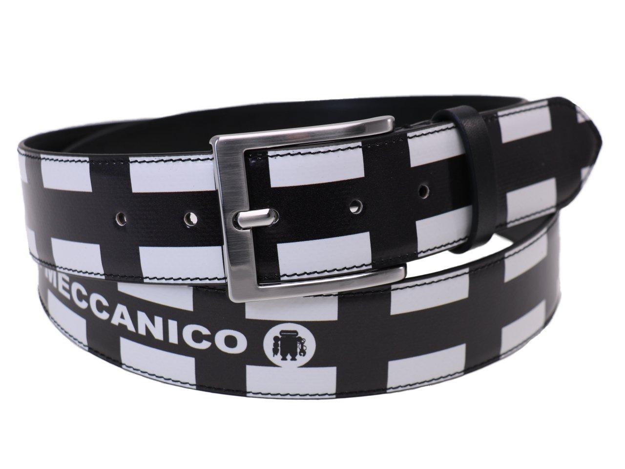 MAN'S BELT BLACK AND WHITE COLOURS GEOMETRIC FANTASY MADE OF LORRY TARPAULIN. - Unique Pieces Paul Meccanico