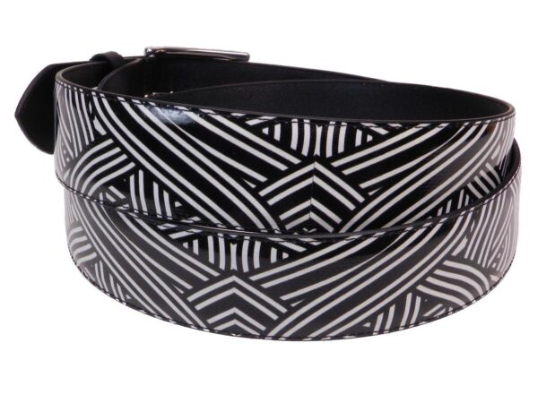 MAN'S BELT BLACK AND WHITE COLOURS WITH WOVEN FANTASY MADE OF LORRY TARPAULIN. - Paul Meccanico