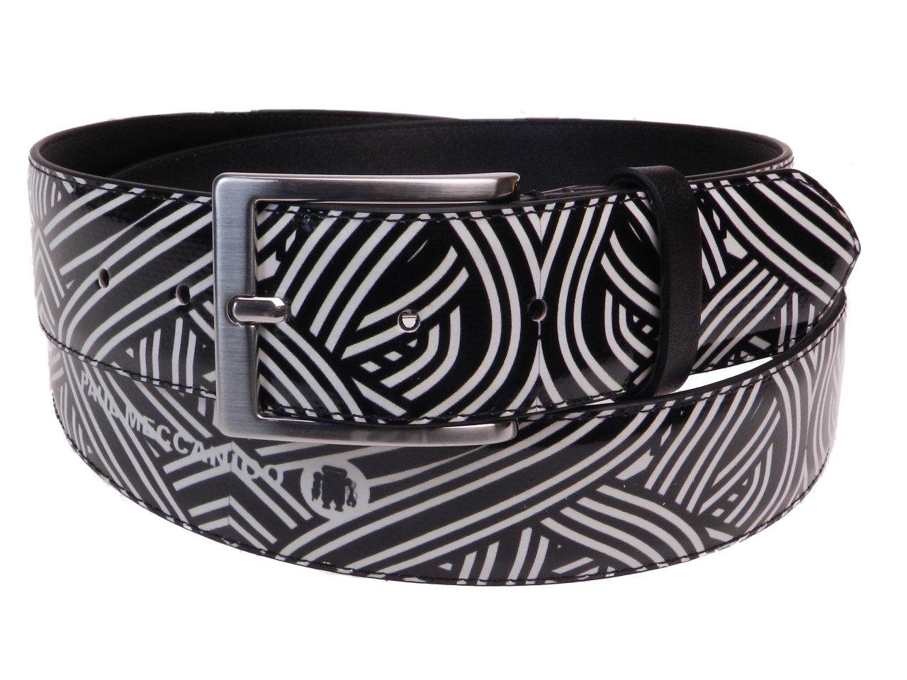 MAN'S BELT BLACK AND WHITE COLOURS WITH WOVEN FANTASY MADE OF LORRY TARPAULIN. - Paul Meccanico
